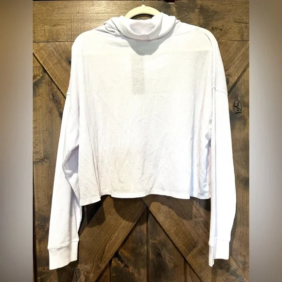 NWT Mono B White Waffle Knit Cowl Neck Pull Over Top - Picture 5 of 12